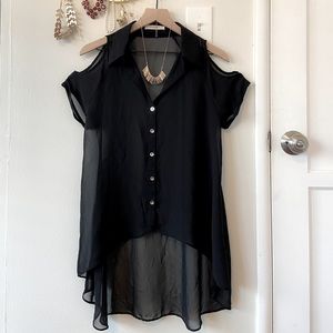 ❌SOLD❌  High-Low Cold Shoulder Blouse